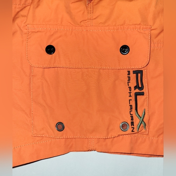 Ralph Lauren RLX Cargo Snap Board Shorts Nylon Orange Size X Large Y2K - Picture 6 of 8